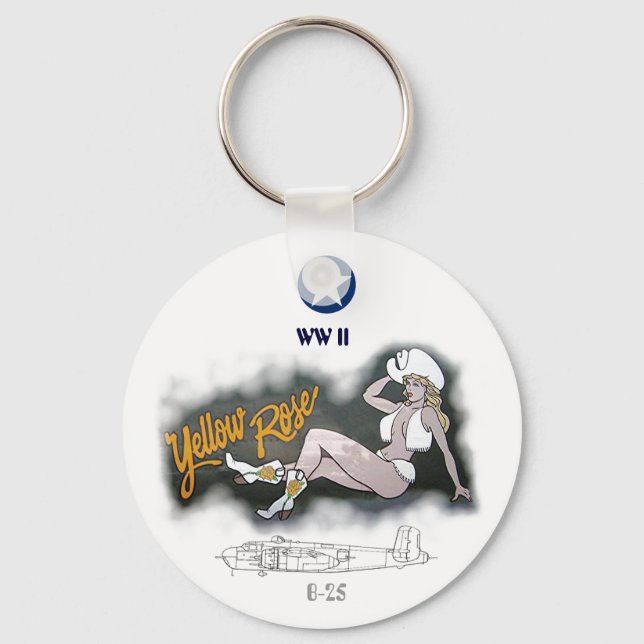 Chaveiro B-25 Mitchell Bomber Nose Art (Frente)