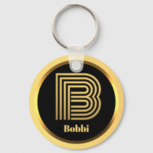 Chaveiro B Monograma Dourado Personalizado