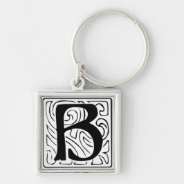Chaveiro B Monogramm schwarz weiß Schlüsselanhänger