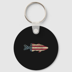 Chaveiro B Pesca Bandeira Americana Vintage Patriótico Pesc
