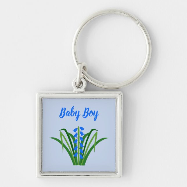 Chaveiro Baby Boy Bluebell Flowers Spring Custom (Frente)