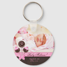 Chaveiro Baby Girl Photo Key Chain Cake Pop Rosa