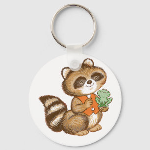 Chaveiro Baby Raccoon em Orange Vest com Melhor Sapo Amigo