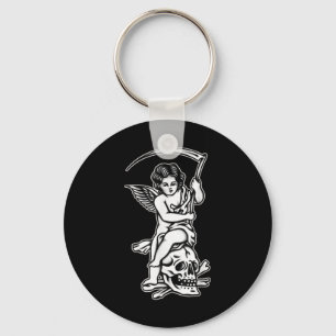 Chaveiro Baby Reappeler Skull Scythe Blackwork Tattoo Flash
