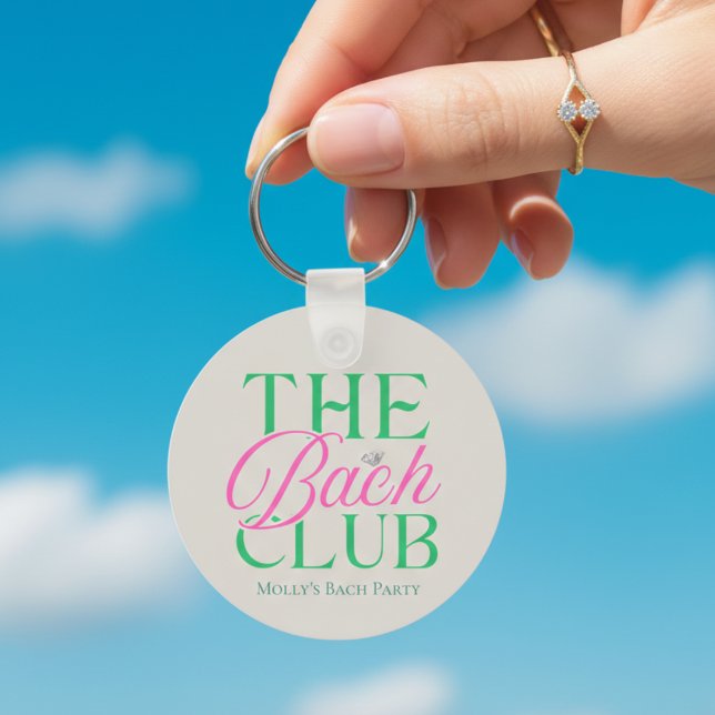 Chaveiro Bach Club Modern Simple Green Bachelorette (Bach Club Pink Bachelorette Keychain)