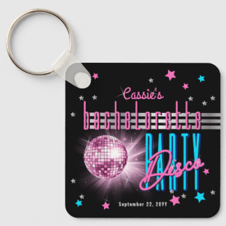 Chaveiro Bachelorette Neon Look Disco Retro, 70 anos
