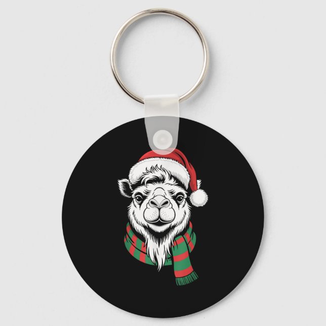 Chaveiro Bactrian Camel Xmas Santa Hat Custo de Natal (Frente)