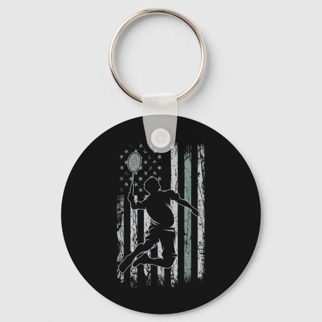 Chaveiro Badminton Retro Usa Flag Shuttle 4 De Julho Badmi (Frente)