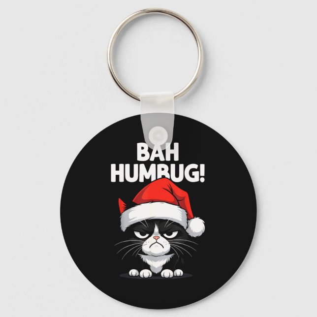 Chaveiro Bah Humbug Funny Bad Cat Christmas Hater Cat Lover (Frente)