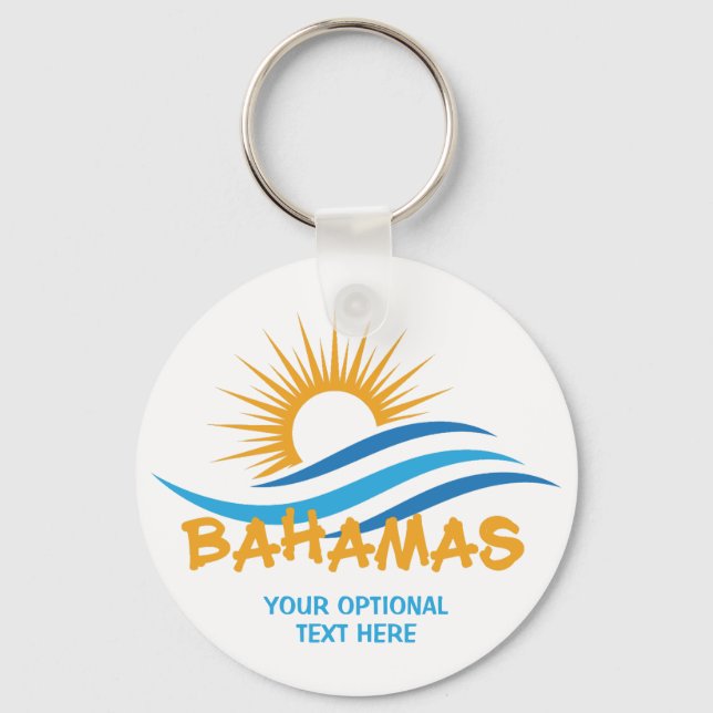 Chaveiro Bahamas de texto personalizado (Frente)