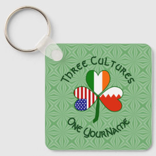 Chaveiro Bahrain Irish American Flags Shamrock Seu nome