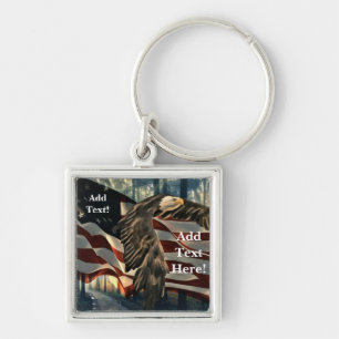 Chaveiro Bald Eagle American Flag Country Road