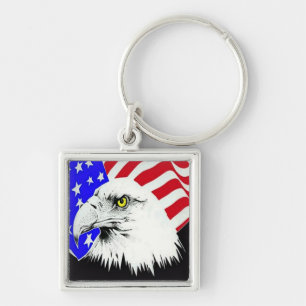 Chaveiro Bald Eagle e a bandeira americana