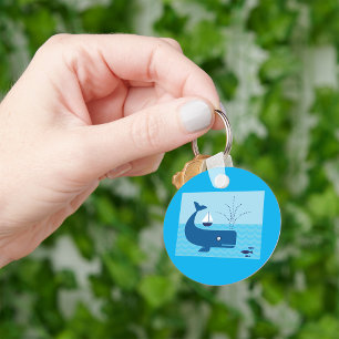 Chaveiro Baleia Azul E veleiro Azul