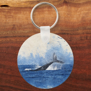 Chaveiro Baleia em Aves do Mar em Presente de Arte à Distân