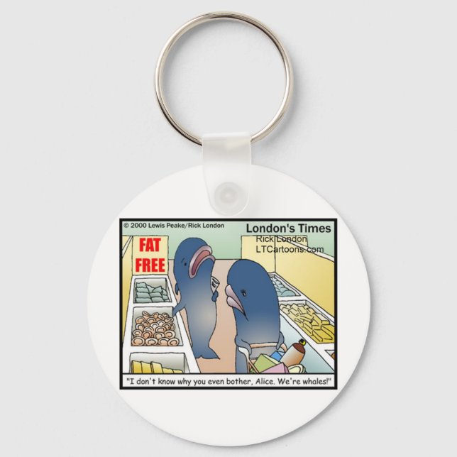 Chaveiro Baleias de Dieta Engraçadas Camisetas Cartões e pr (Frente)