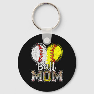 Chaveiro Ball Mãe Coração Baseball Mama de Softball Mãe Mãe