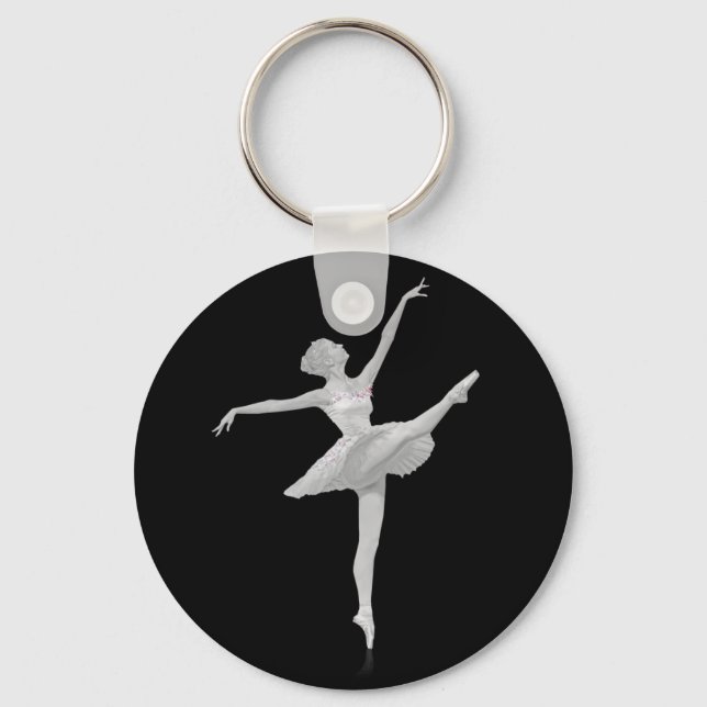 Chaveiro Ballerina em prata e preto personalizável (Frente)