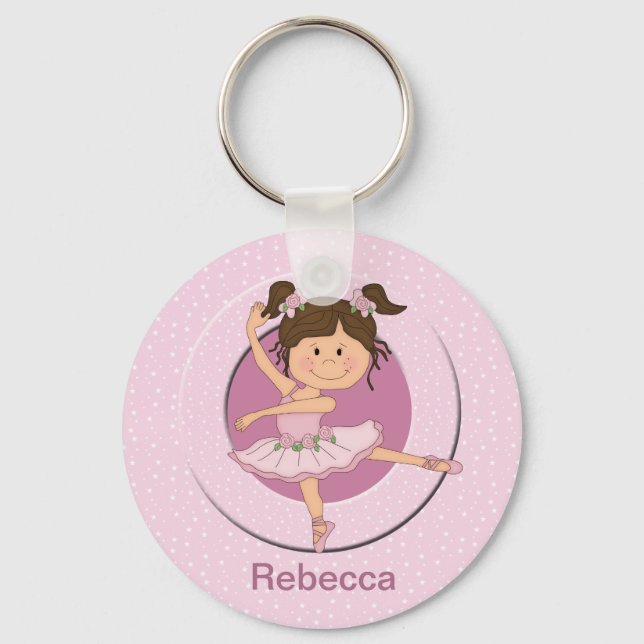 Chaveiro Ballerina rosa-branca personalizada (Frente)