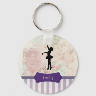 Chaveiro Ballerina Silhouette no Elegante Padrão Vintage