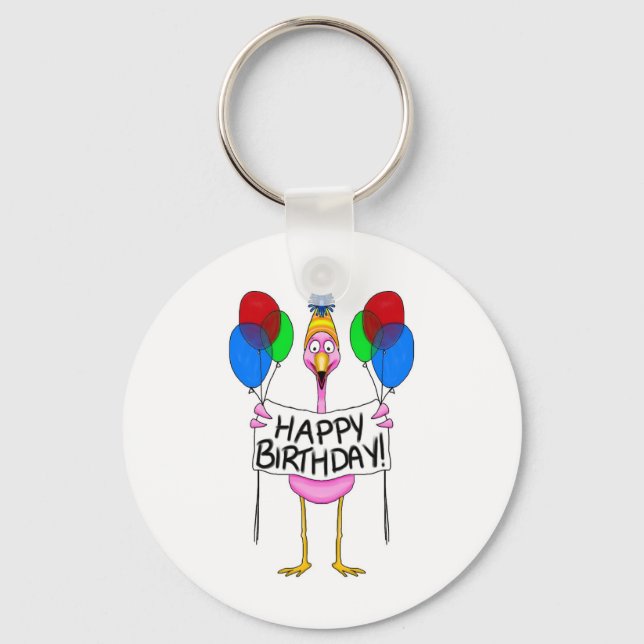 Chaveiro Balões de Parabéns Felizes Flamingo (Frente)