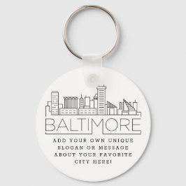 Chaveiro Baltimore Estilizado Skyline | Slogan Personalizad