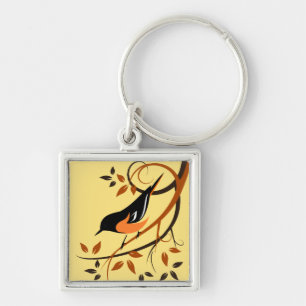 Chaveiro Baltimore Oriole Stylized Bird Design