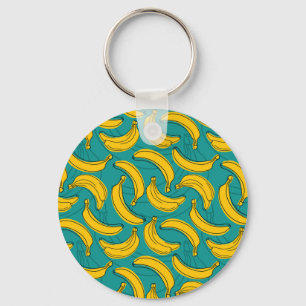 Chaveiro Banana Amarela: Vintagem de Contorno Preta
