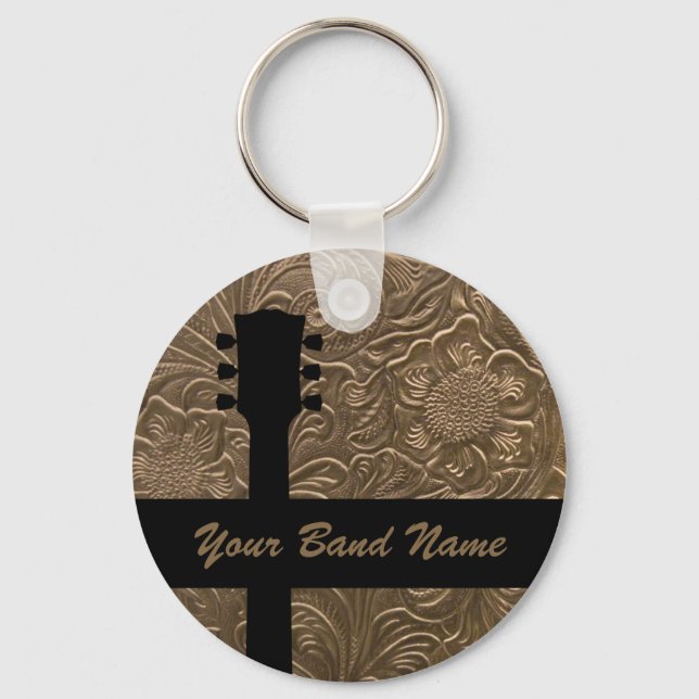 Chaveiro Banda de nome personalizado Merch Rock Guitar Musi (Frente)