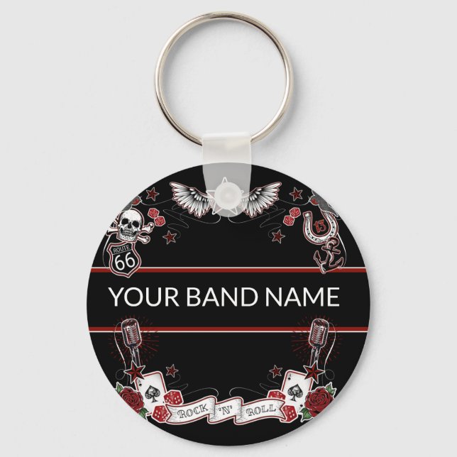 Chaveiro Banda Personalizada Merch Rockabilly Rock & Roll M (Frente)