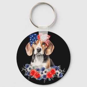 Chaveiro Bandana de Cachorro Beagle Bandeira Americana 4 de
