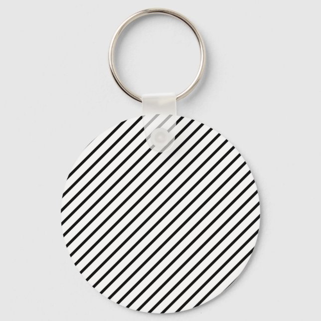 Chaveiro Bandas de Diagonal Pretas e Brancas (Frente)