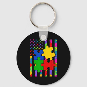 Chaveiro bandeira americana colorida puzzle consciência do 