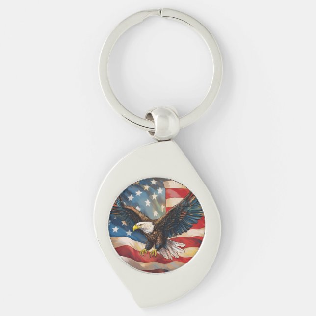 Chaveiro Bandeira Americana com Águia Careca (Frente)