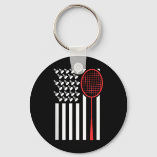 Chaveiro Bandeira Americana Com Petiscos de Badminton Engra