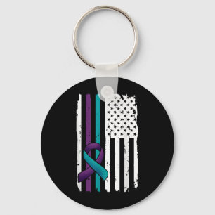 Chaveiro Bandeira Americana de Conscientização sobre Preven