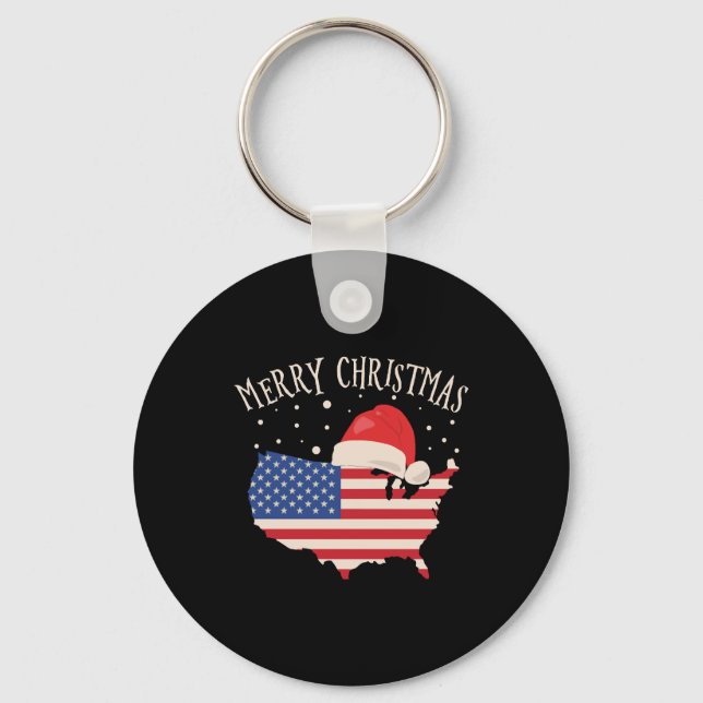 Chaveiro Bandeira americana design de Natal Merry (Frente)