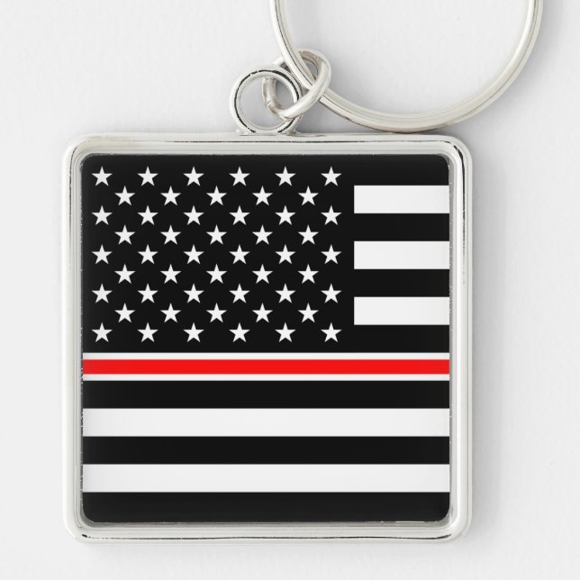 Chaveiro Bandeira Americana do Bombeiro Thin Red Line (Frente)