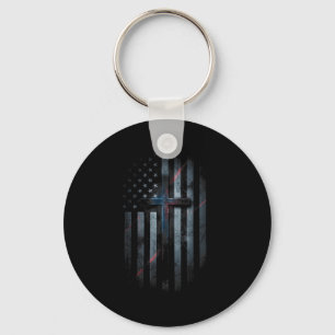 Chaveiro Bandeira Americana E Cruz Fé Família Dom Usa F