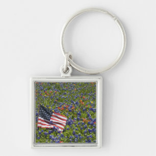 Chaveiro Bandeira Americana em campo de Blue Bonnets, 2