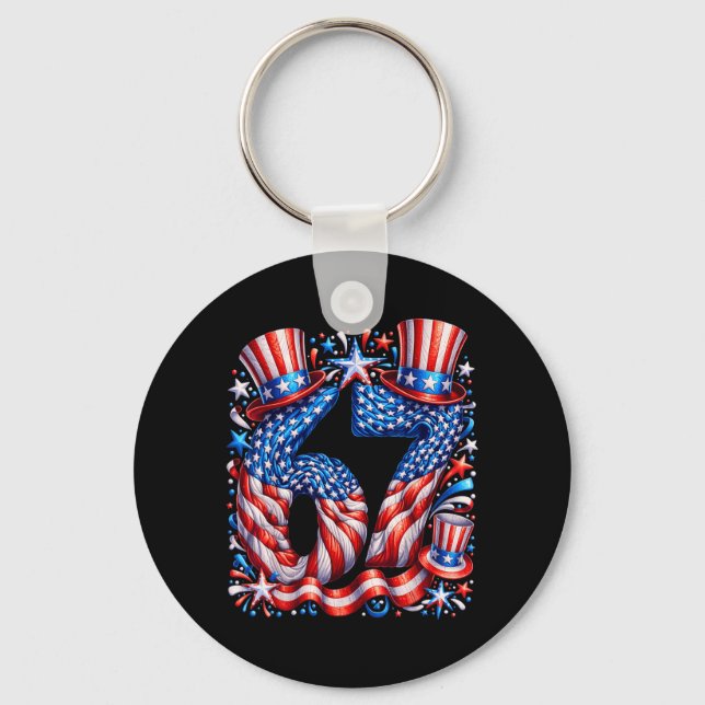 Chaveiro Bandeira americana festiva 67 meme EUA (Frente)