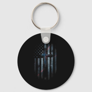 Chaveiro Bandeira Americana Grunge E Cruz Fé Família Liberd