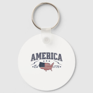 Chaveiro Bandeira Americana Patriótica EUA Est 1776 4 de Ju