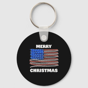 Chaveiro Bandeira Americana Patriótica Feliz Natal Xmas L