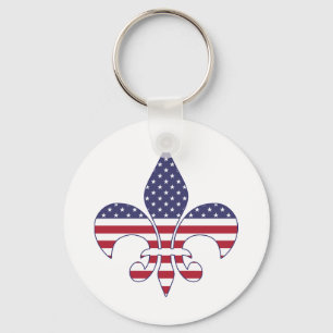 Chaveiro Bandeira Americana Patriótica Fleur-de-lis