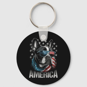Chaveiro Bandeira Americana Patriótica Frenchie 4º De Julho