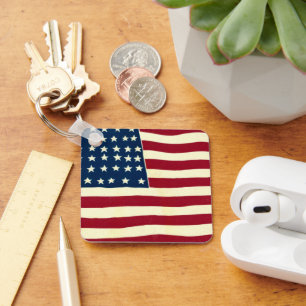 Chaveiro Bandeira Americana Patriótica Vintage, Quatro de J