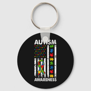 Chaveiro Bandeira Americana Puzzle Fita do Dia do Autismo P