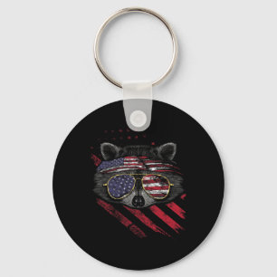 Chaveiro Bandeira Americana Raccoon Patriótica 4 de julho