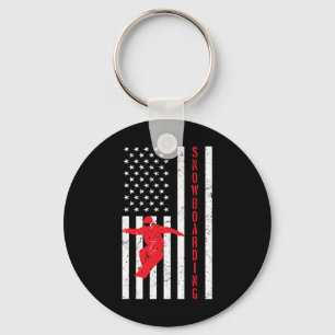 Chaveiro Bandeira Americana Snowboard Usa Winter Patriotic